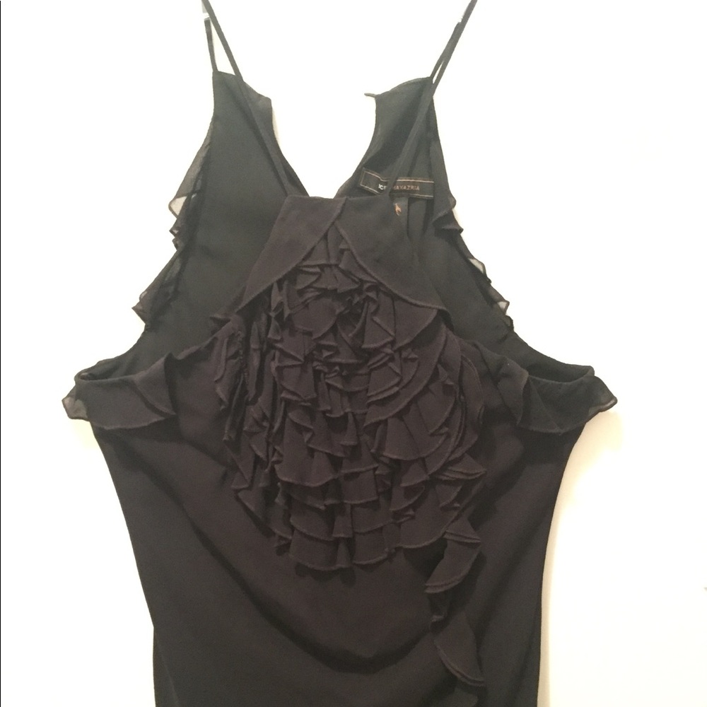 BCBG Black chiffon spaghetti strap dress top